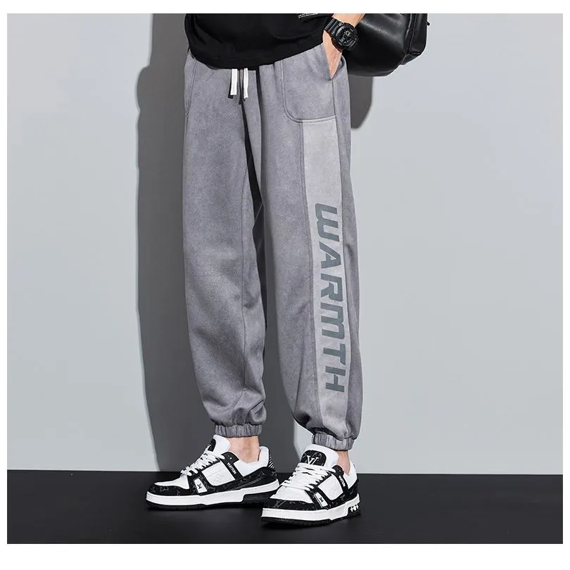 Knitted Casual Tapered Loose Fit Suede Sweatpant