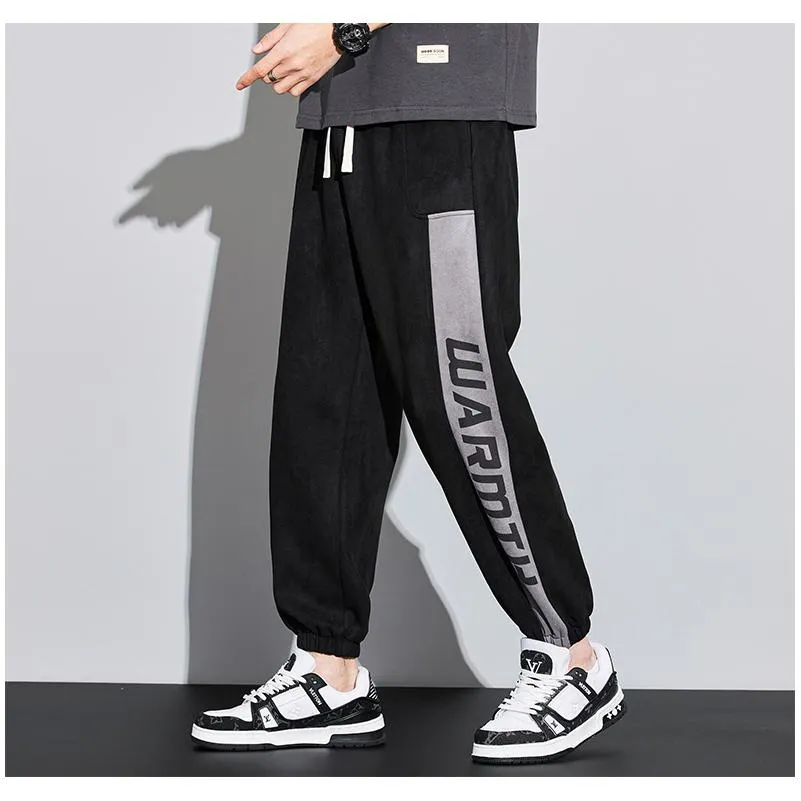 Knitted Casual Tapered Loose Fit Suede Sweatpant