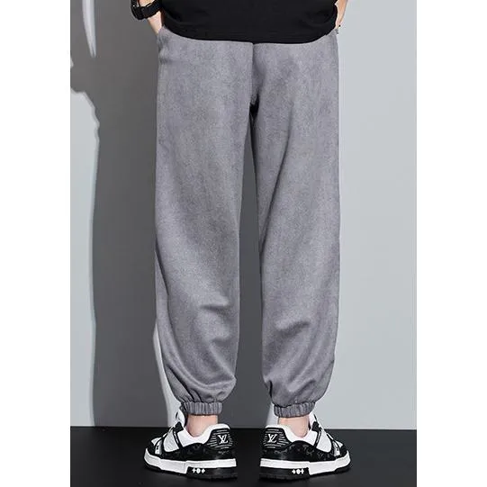 Knitted Casual Tapered Loose Fit Suede Sweatpant