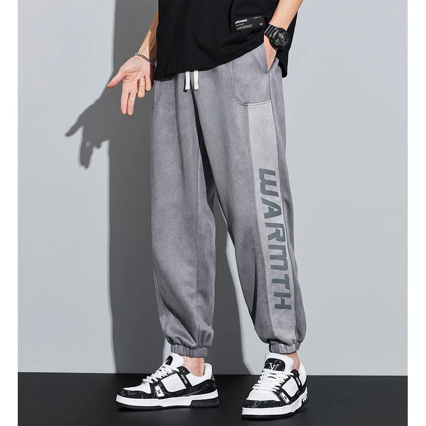 Knitted Casual Tapered Loose Fit Suede Sweatpant