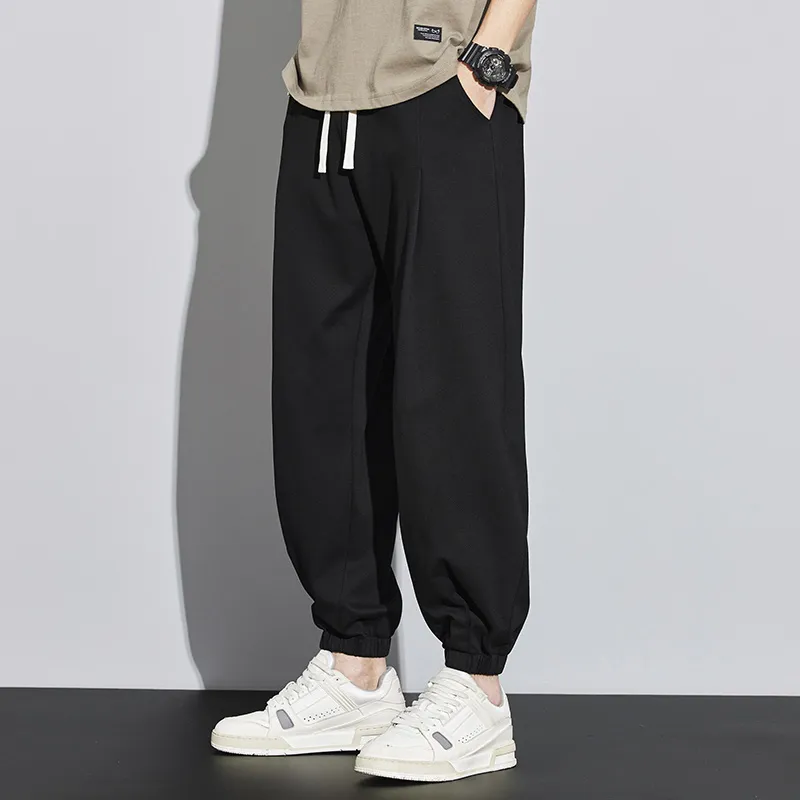 Knitted Solid Color Casual Tapered Loose Fit Sweatpant