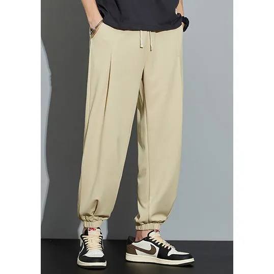 Knitted Solid Color Casual Tapered Loose Fit Sweatpant