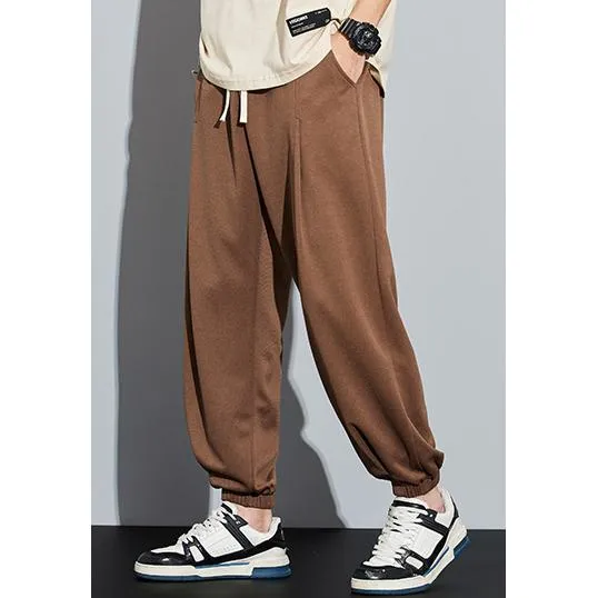 Knitted Solid Color Casual Tapered Loose Fit Sweatpant