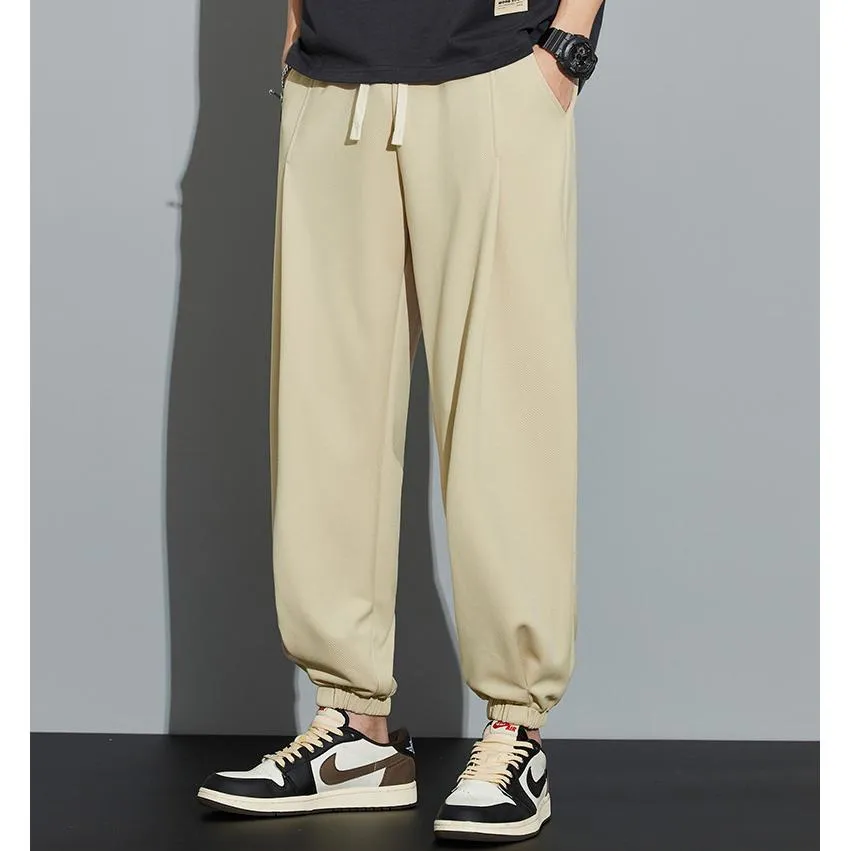 Knitted Solid Color Casual Tapered Loose Fit Sweatpant