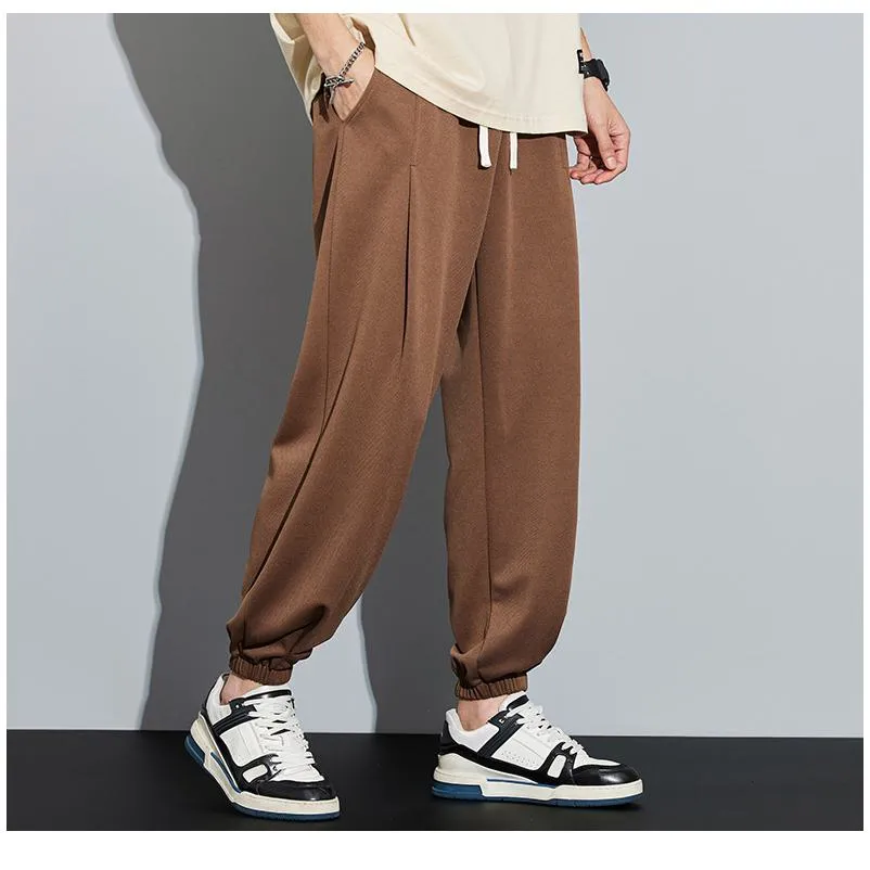 Knitted Solid Color Casual Tapered Loose Fit Sweatpant