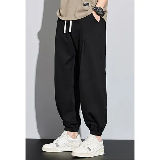 Knitted Solid Color Casual Tapered Loose Fit Sweatpant