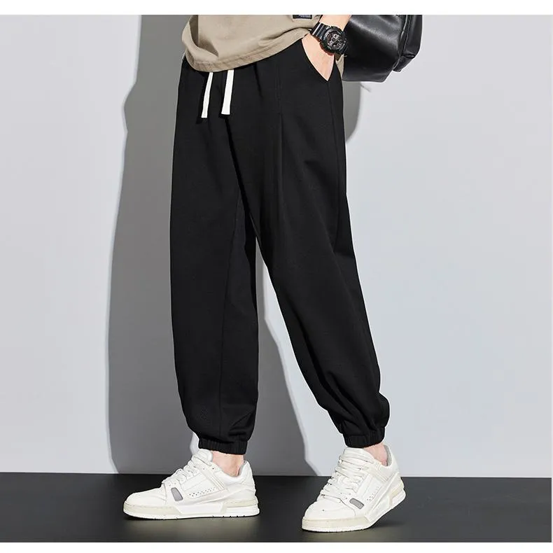 Knitted Solid Color Casual Tapered Loose Fit Sweatpant