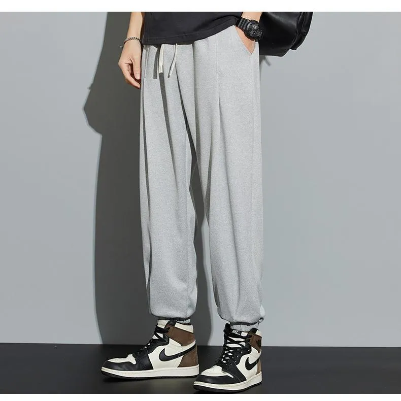 Knitted Solid Color Casual Tapered Loose Fit Sweatpant