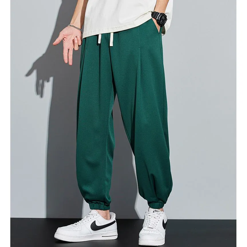 Knitted Solid Color Casual Tapered Loose Fit Sweatpant