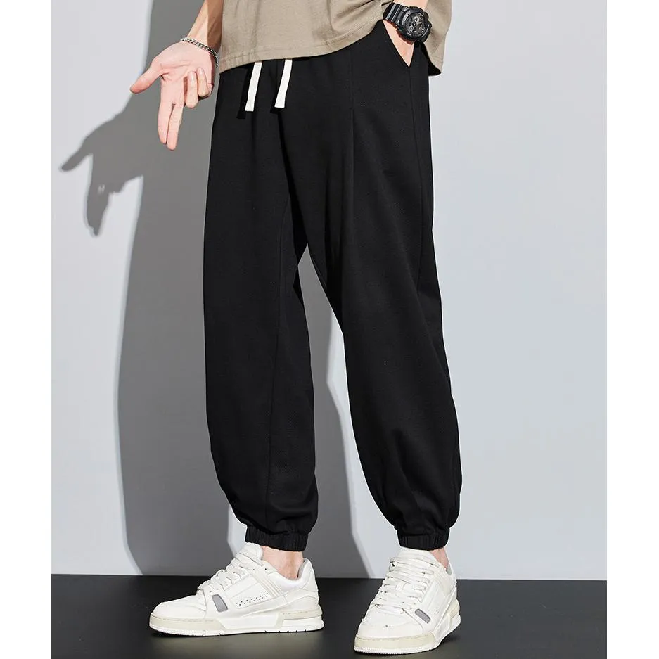 Knitted Solid Color Casual Tapered Loose Fit Sweatpant