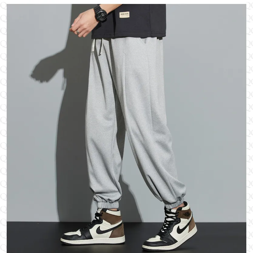 Knitted Solid Color Casual Tapered Loose Fit Sweatpant