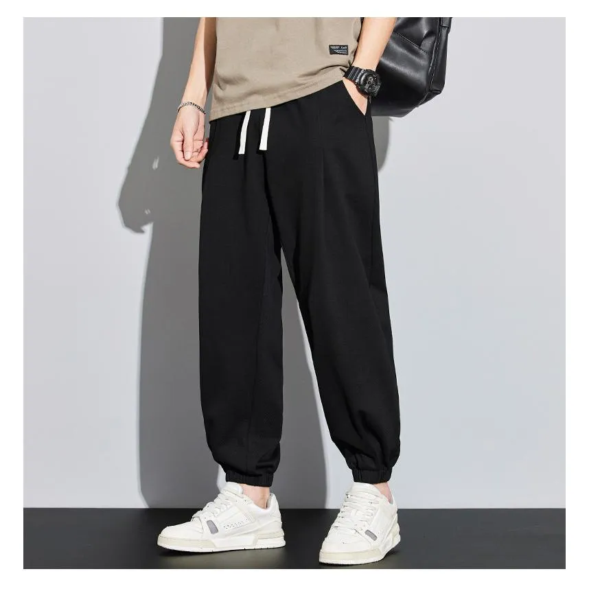 Knitted Solid Color Casual Tapered Loose Fit Sweatpant