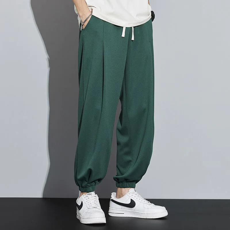 Knitted Solid Color Casual Tapered Loose Fit Sweatpant