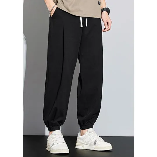 Knitted Solid Color Casual Tapered Loose Fit Sweatpant