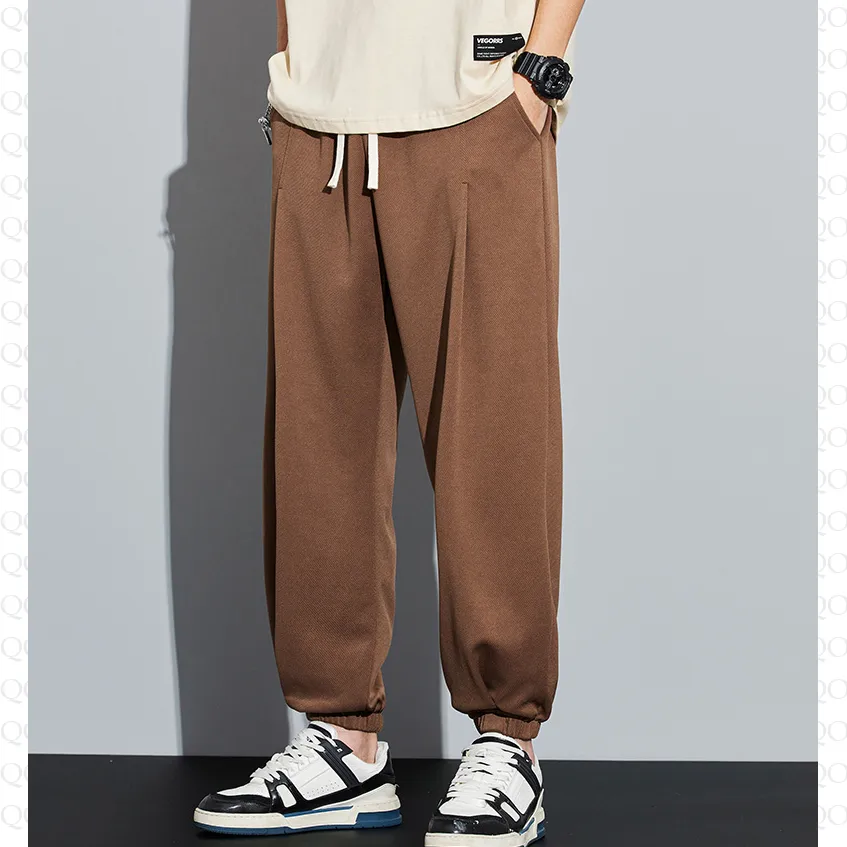 Knitted Solid Color Casual Tapered Loose Fit Sweatpant