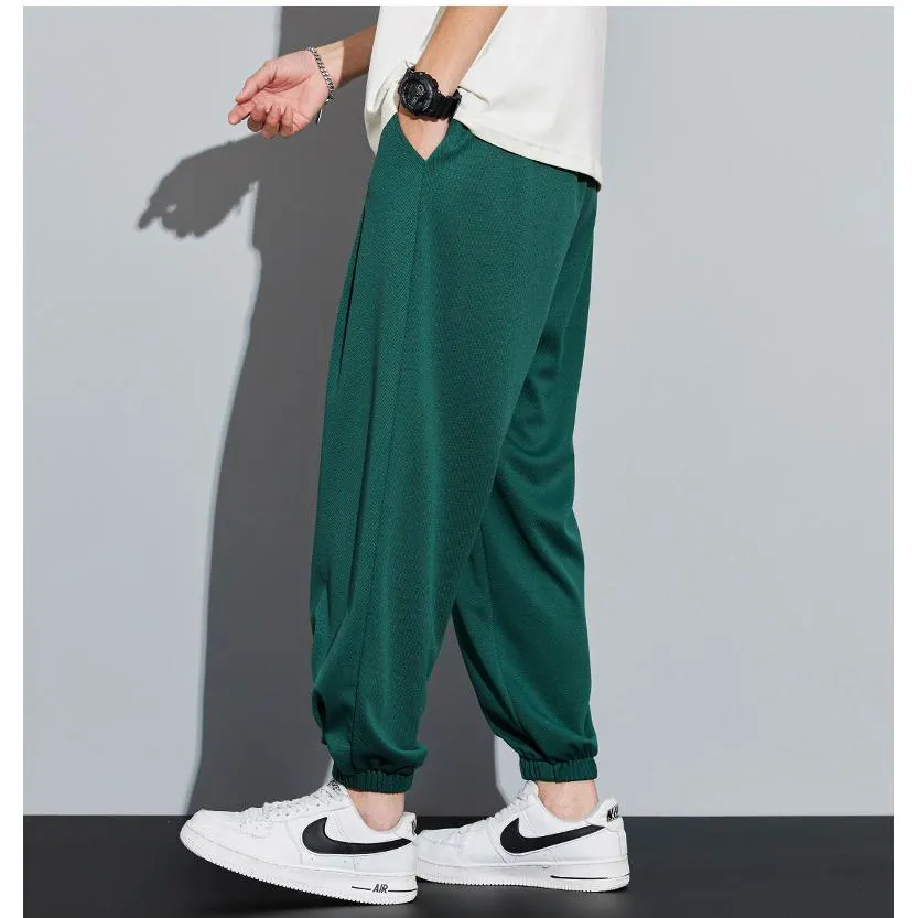 Knitted Solid Color Casual Tapered Loose Fit Sweatpant