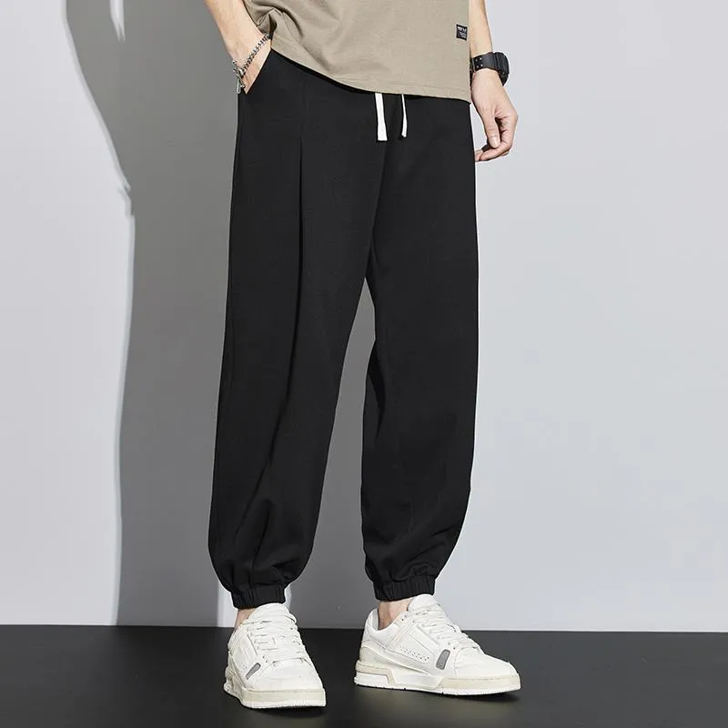 Knitted Solid Color Casual Tapered Loose Fit Sweatpant