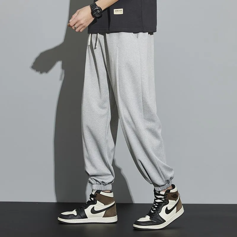 Knitted Solid Color Casual Tapered Loose Fit Sweatpant