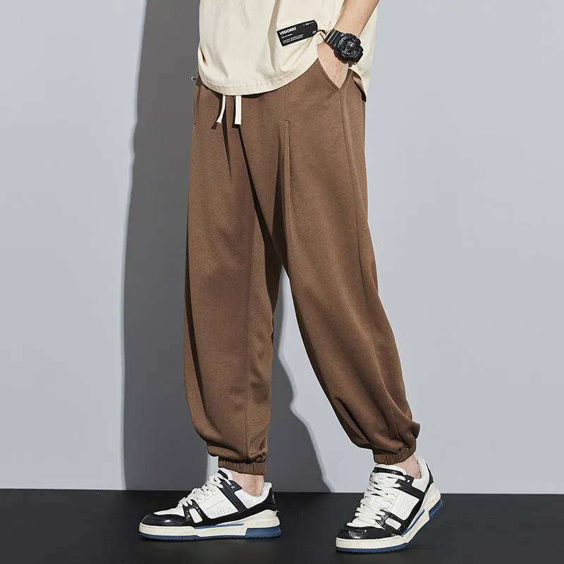 Knitted Solid Color Casual Tapered Loose Fit Sweatpant