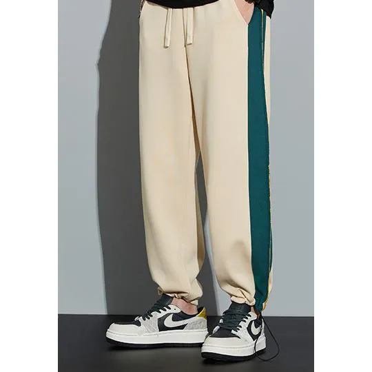 Knitted Sports Drawstring Tapered Wide-Leg Sweatpant