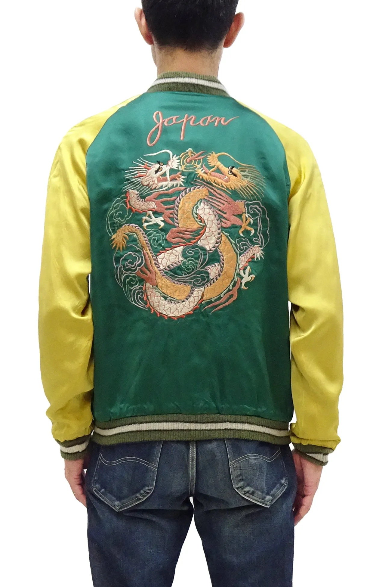 KOSHO & CO. Jacket Tailor Toyo Sukajan Men's Japanese Souvenir Jacket Silver Dragon x Tangled Dragons Embroidery TT15619 TT15619-119