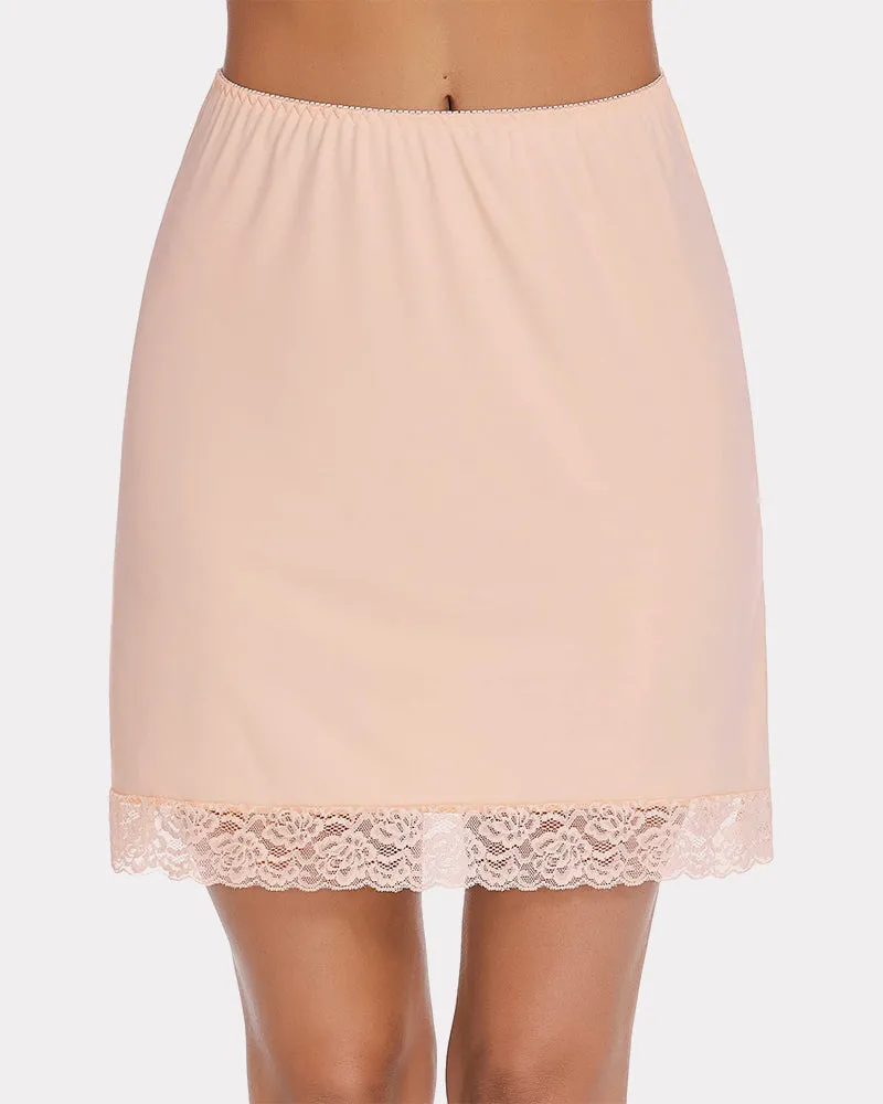 Lace Trim Above Knee Half Slip Skirt