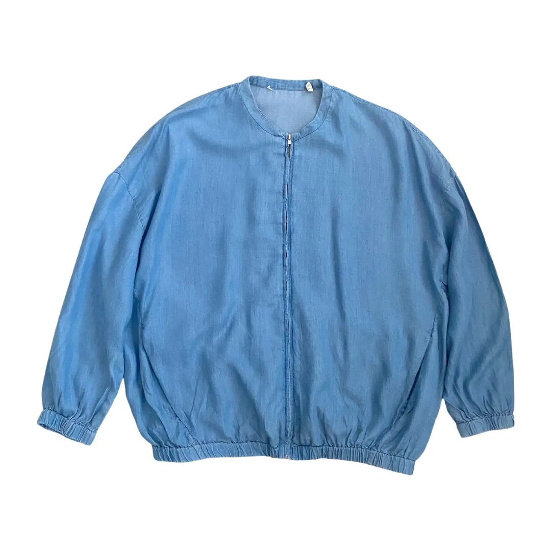 Lightweight Denim Bomber Jacket Blue SIZE S