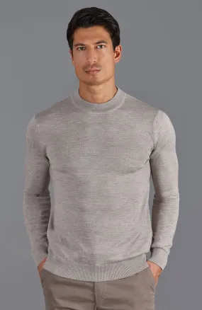 Mens Extra Fine Merino Narrow Mock Turtleneck Jumper