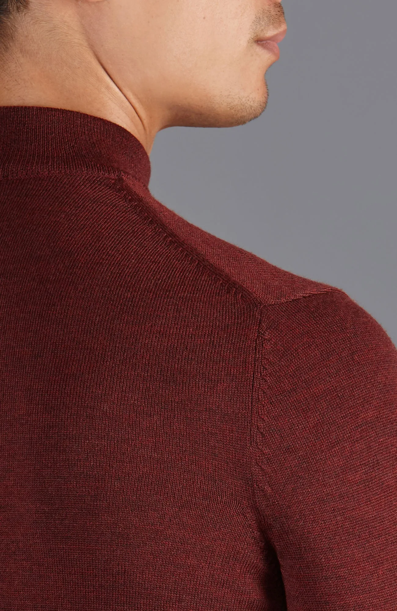 Mens Extra Fine Merino Wool Mock Turtleneck Jumper