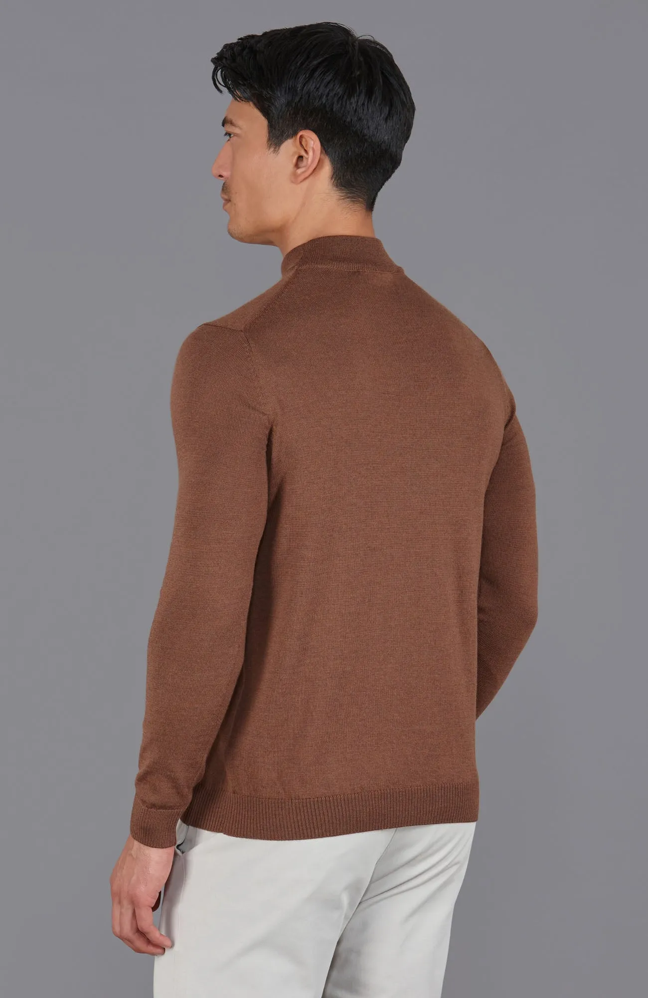 Mens Extra Fine Merino Wool Mock Turtleneck Jumper