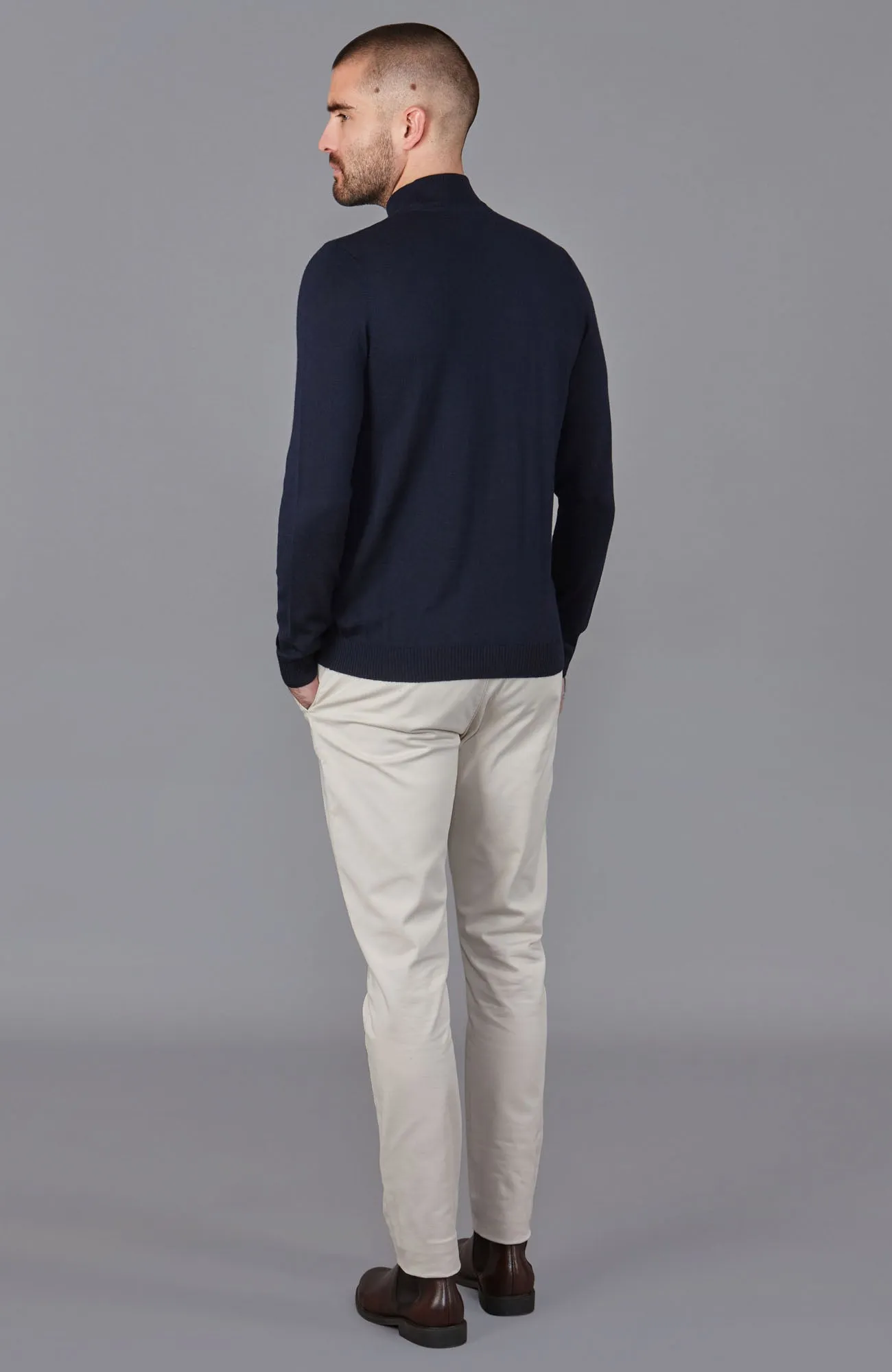 Mens Extra Fine Merino Wool Mock Turtleneck Jumper