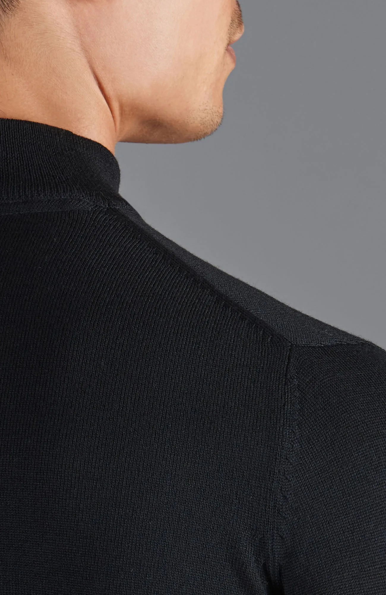 Mens Extra Fine Merino Wool Mock Turtleneck Jumper