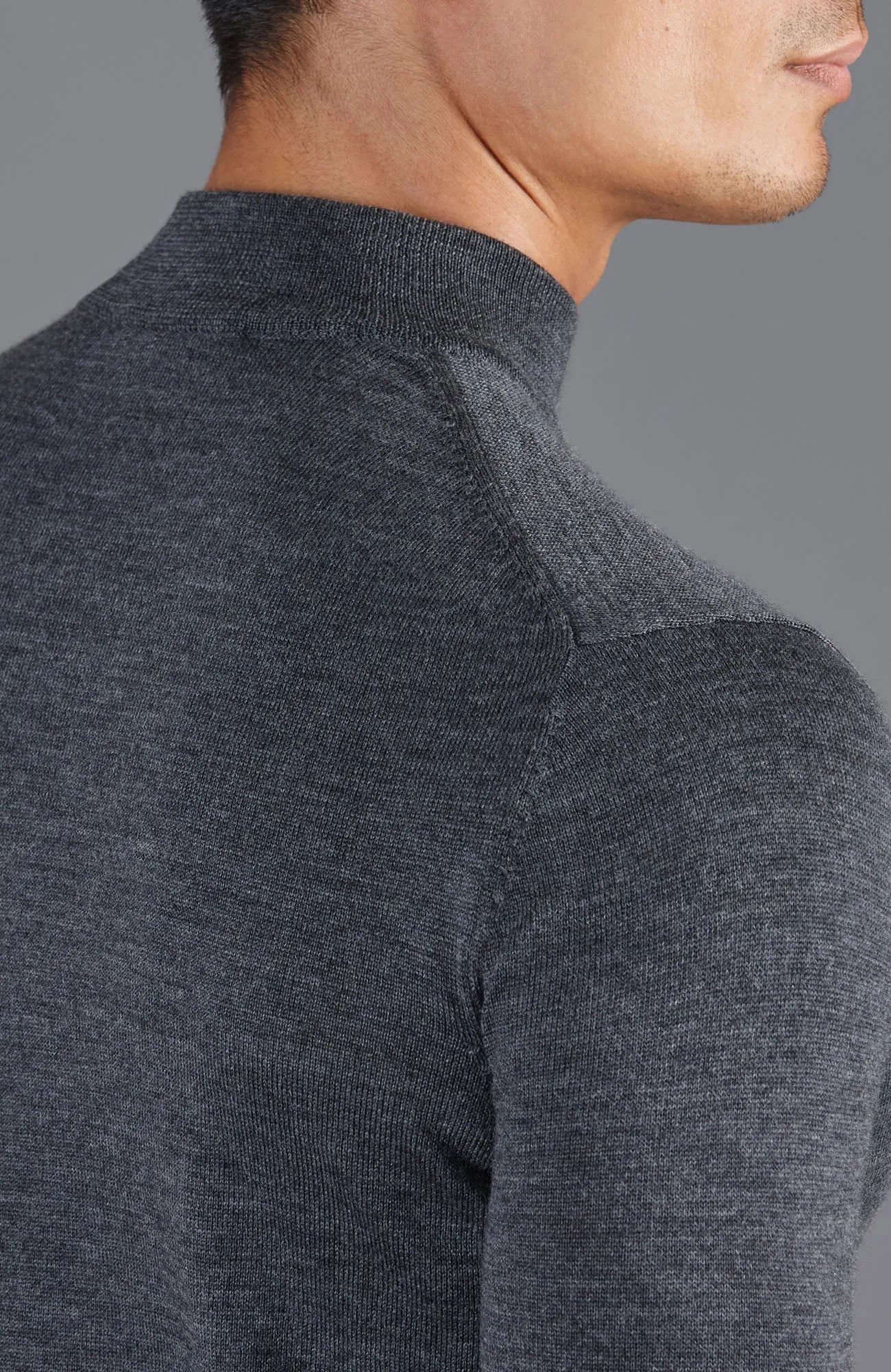 Mens Extra Fine Merino Wool Mock Turtleneck Jumper