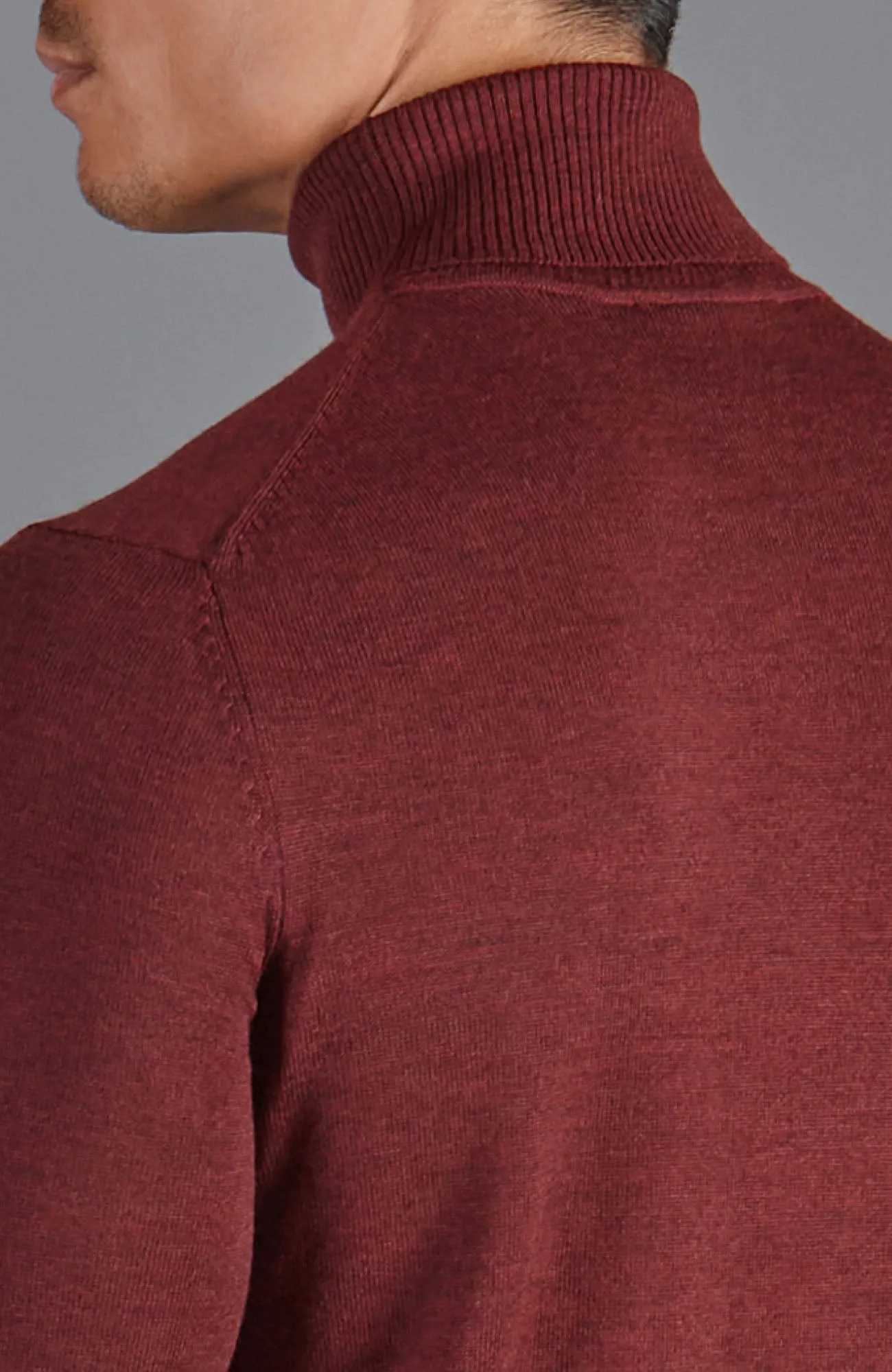 Mens Extra Fine Merino Wool Roll Neck Jumper