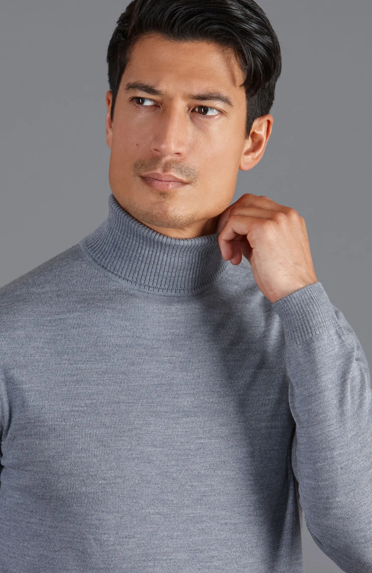 Mens Extra Fine Merino Wool Roll Neck Jumper