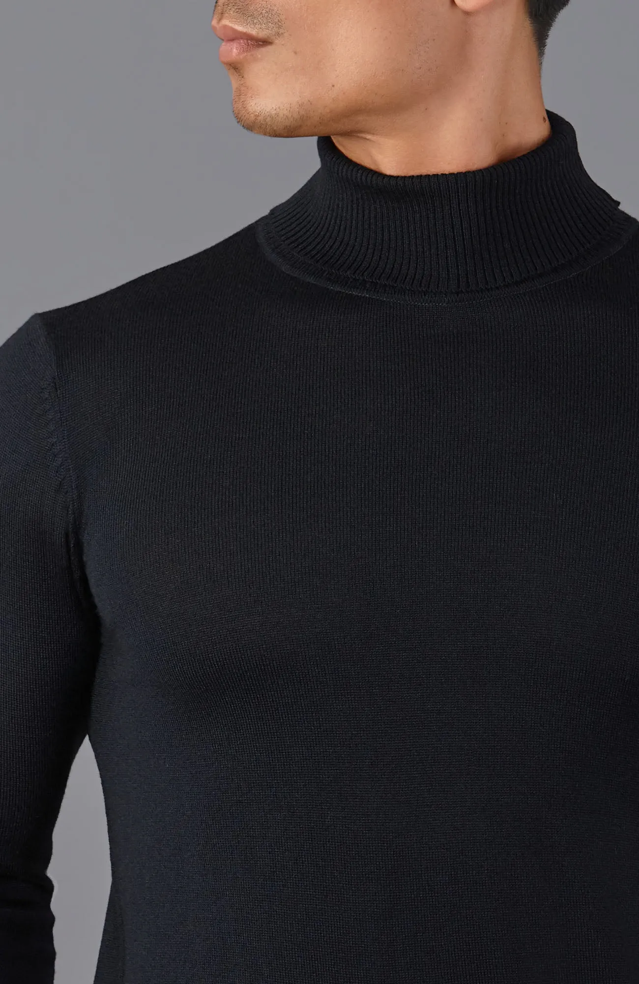 Mens Extra Fine Merino Wool Roll Neck Jumper