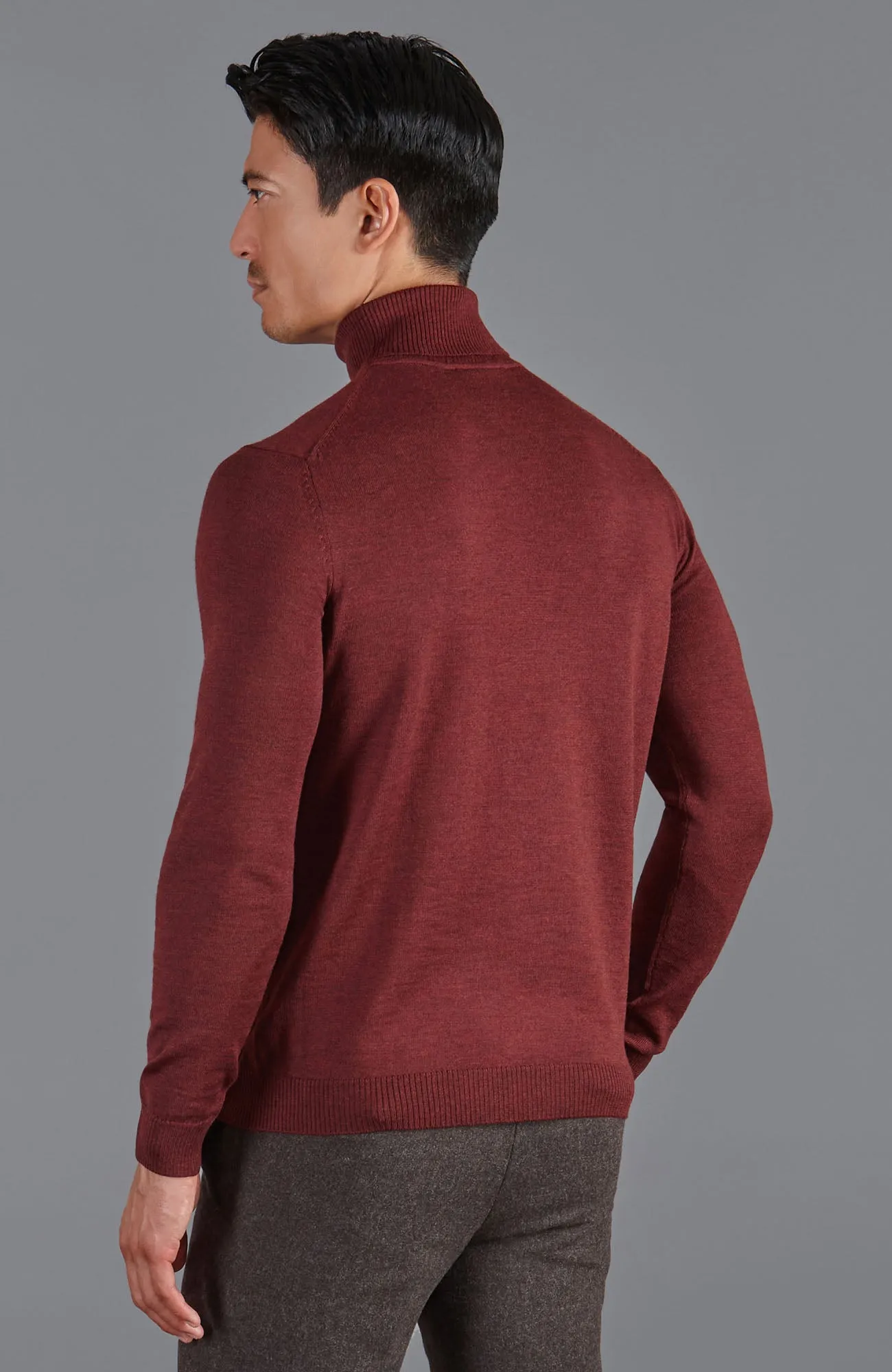 Mens Extra Fine Merino Wool Roll Neck Jumper