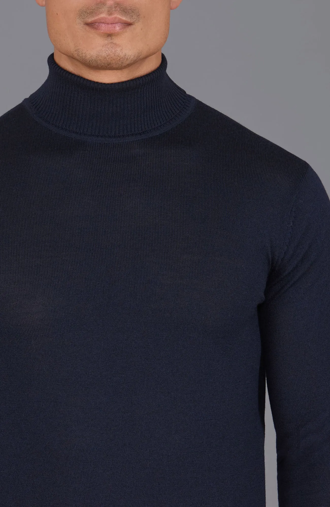 Mens Extra Fine Merino Wool Roll Neck Jumper