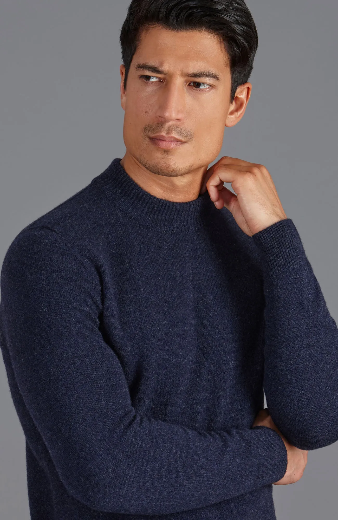 Mens Lambswool Mock Turtle Neck Jumper