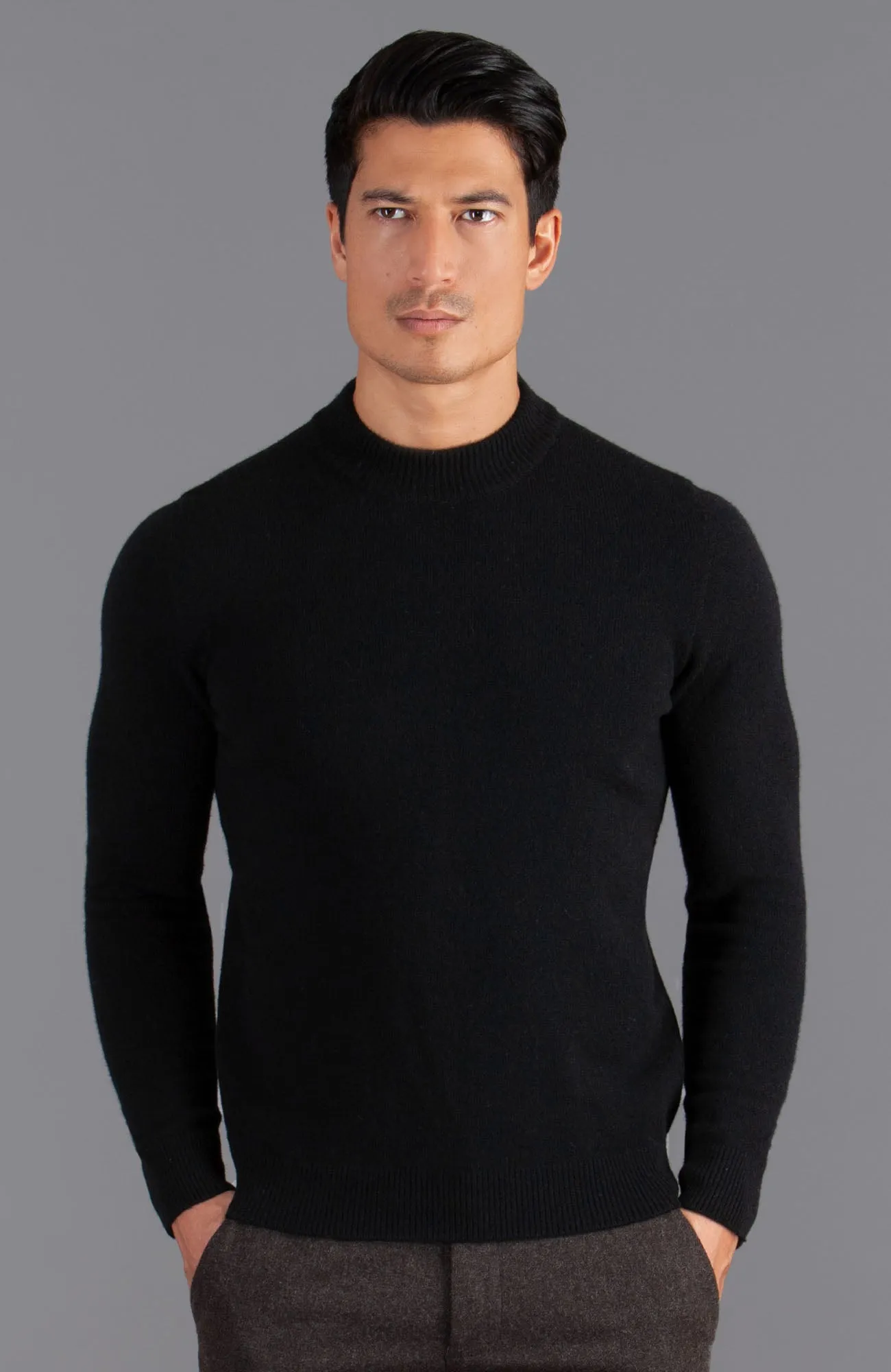 Mens Lambswool Mock Turtle Neck Jumper