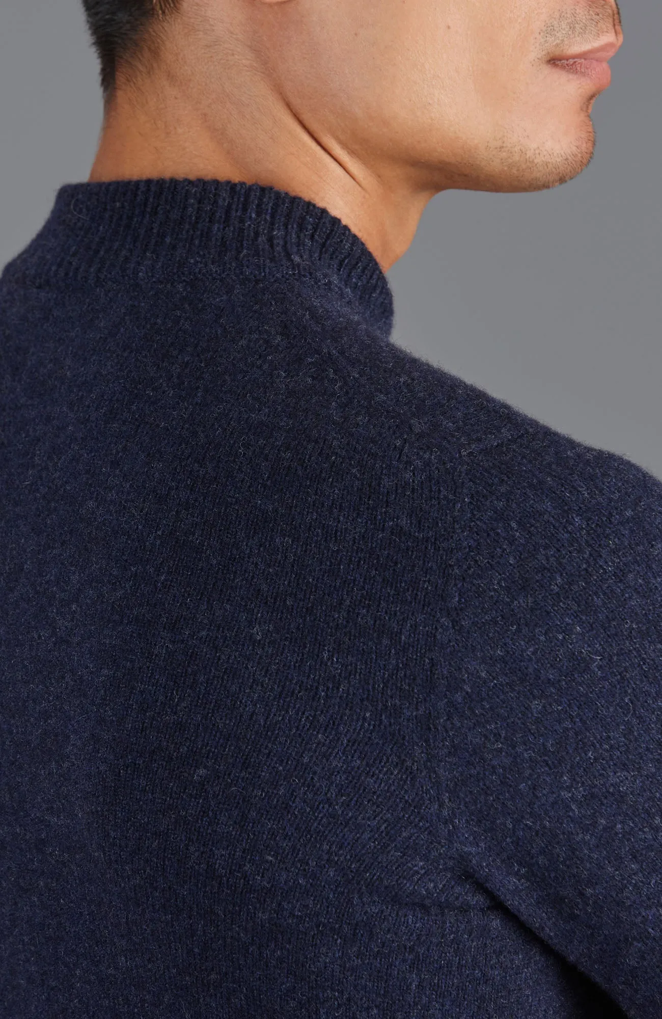 Mens Lambswool Mock Turtle Neck Jumper