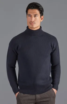 Mens Merino Cashmere Submariner Roll Neck Jumper