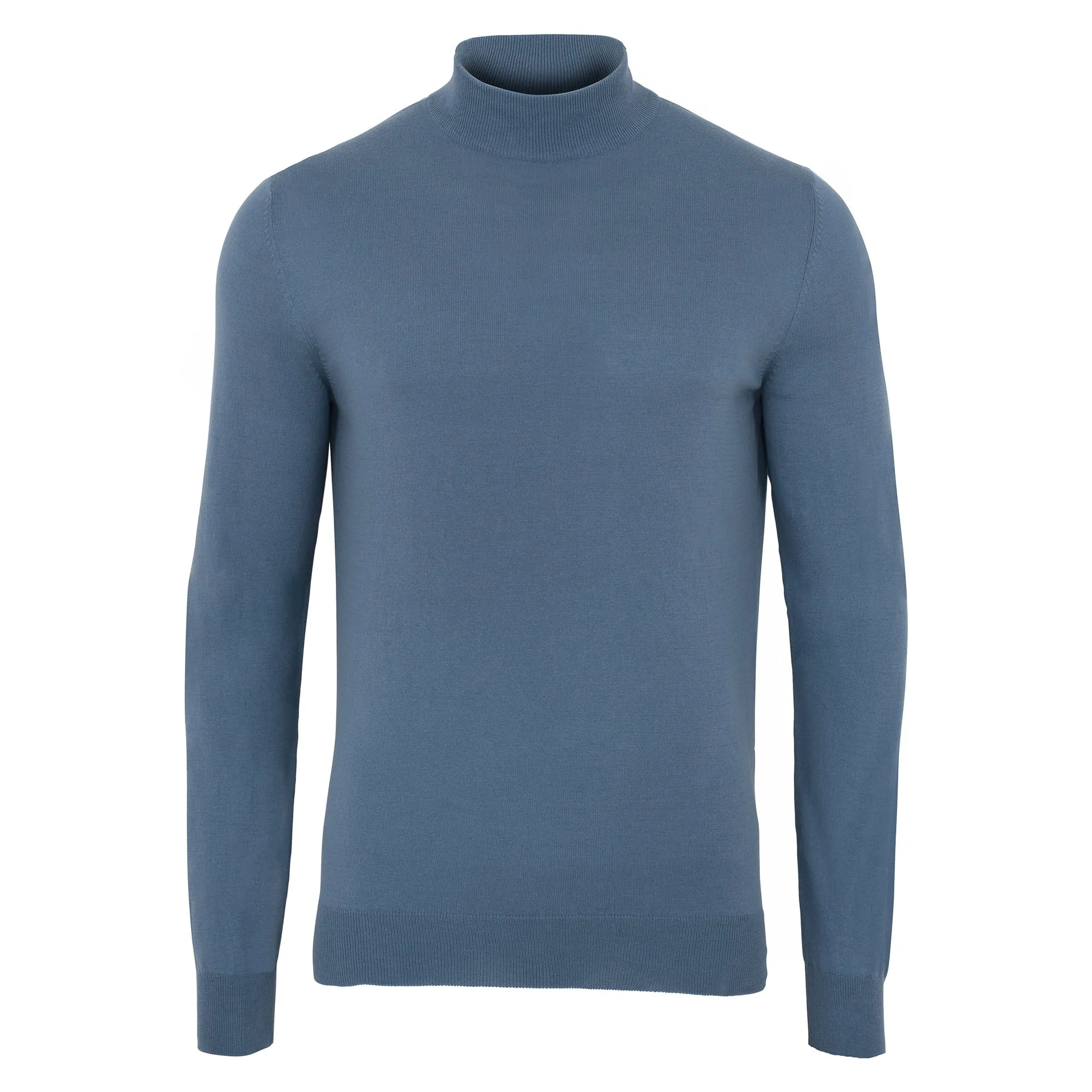 Mens Ultra Fine Cotton Mock Turtle Neck Jumper