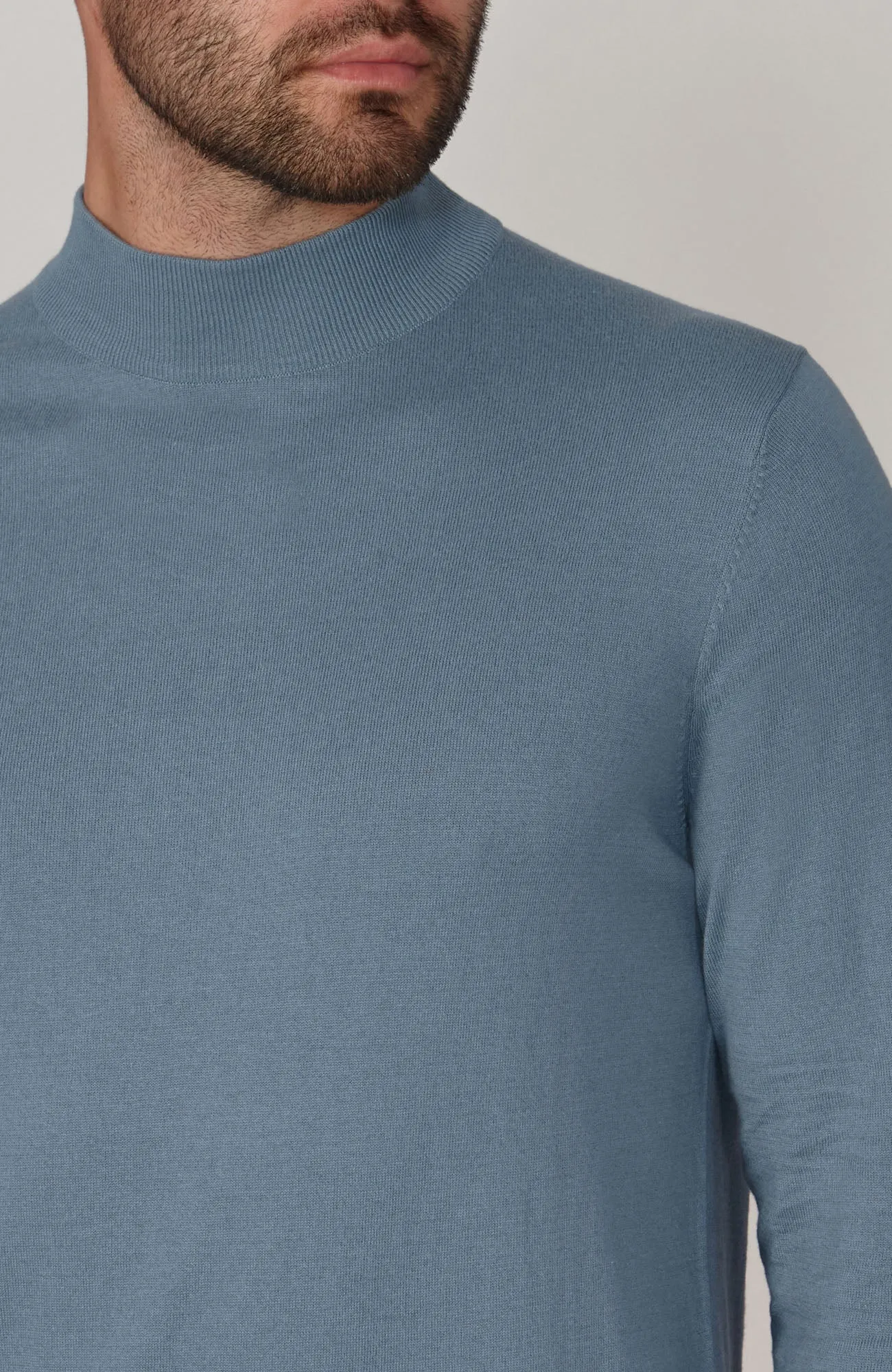 Mens Ultra Fine Cotton Mock Turtle Neck Jumper