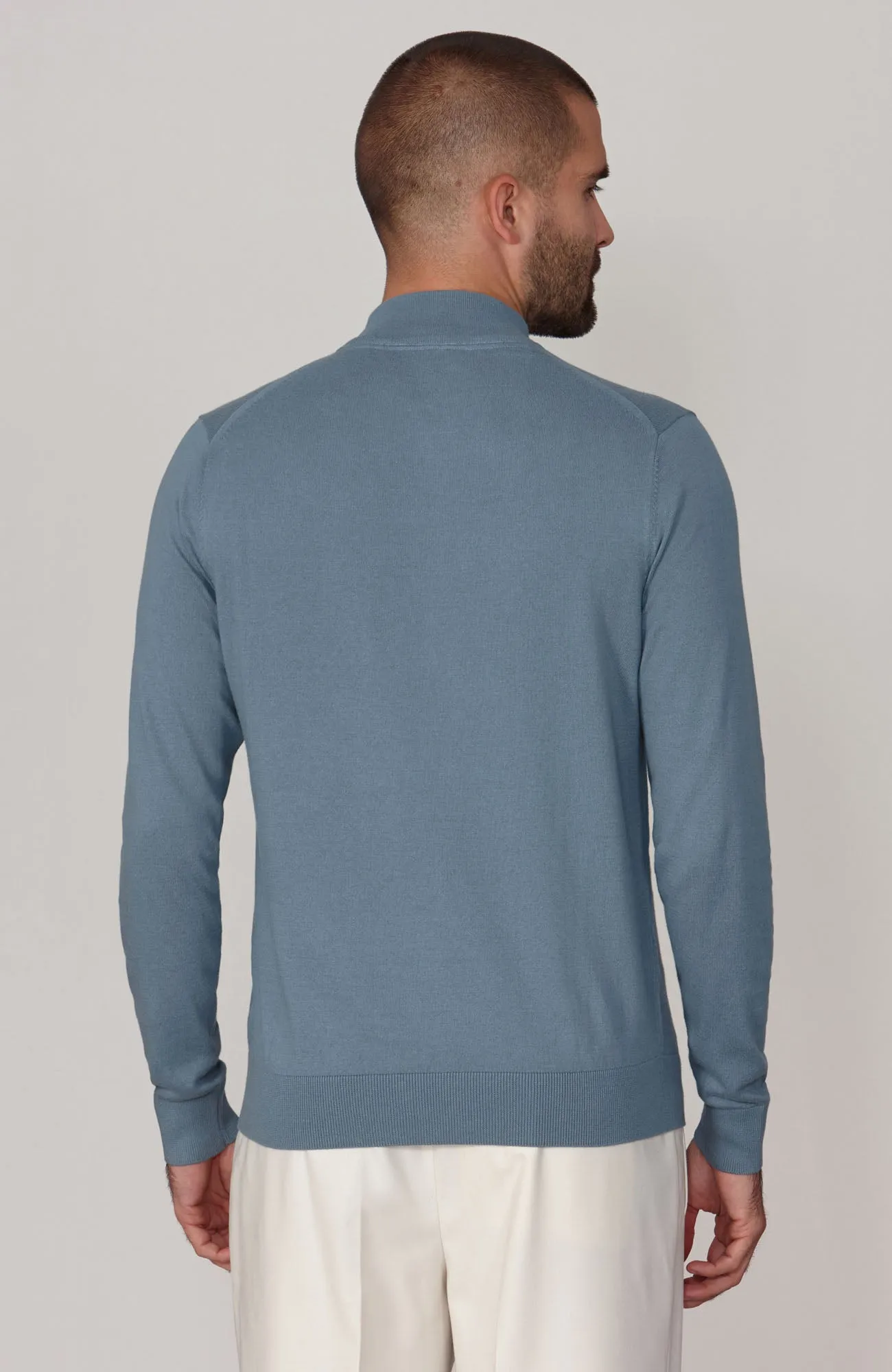 Mens Ultra Fine Cotton Mock Turtle Neck Jumper