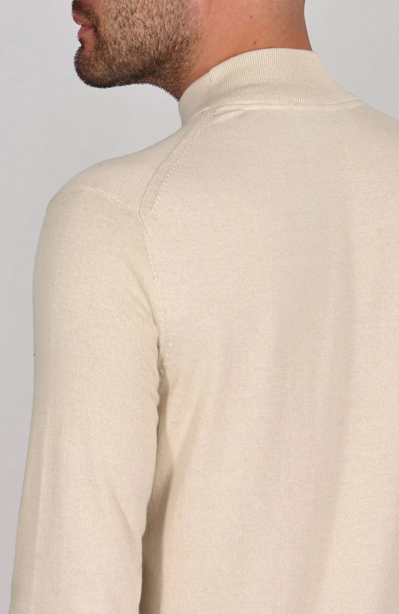 Mens Ultra Fine Cotton Mock Turtle Neck Jumper