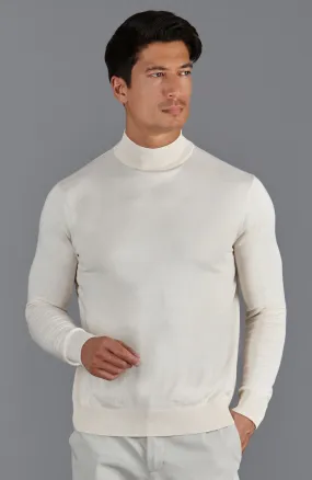 Mens Ultra Fine Cotton Mock Turtle Neck Jumper