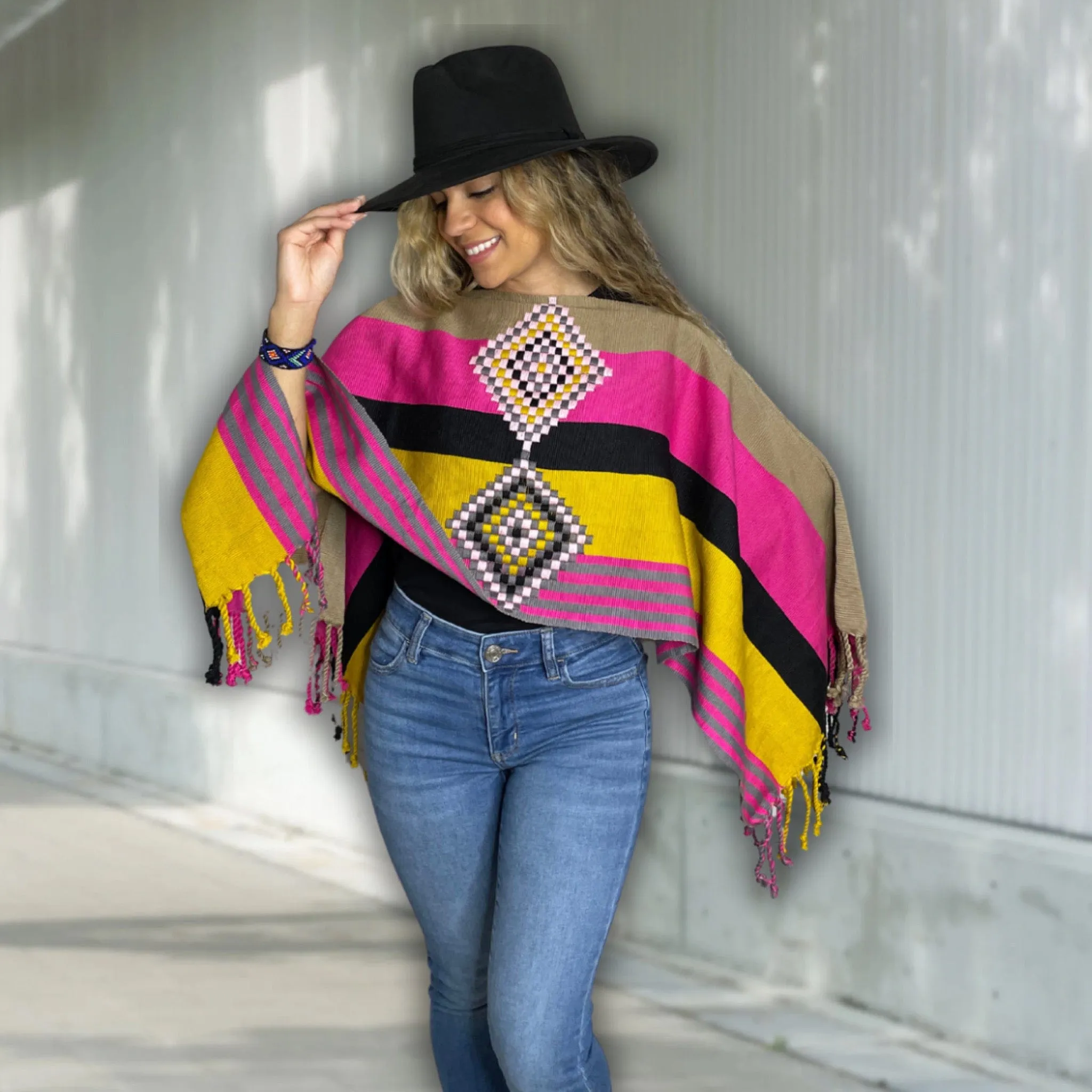 Mexican Cape Poncho Geometric