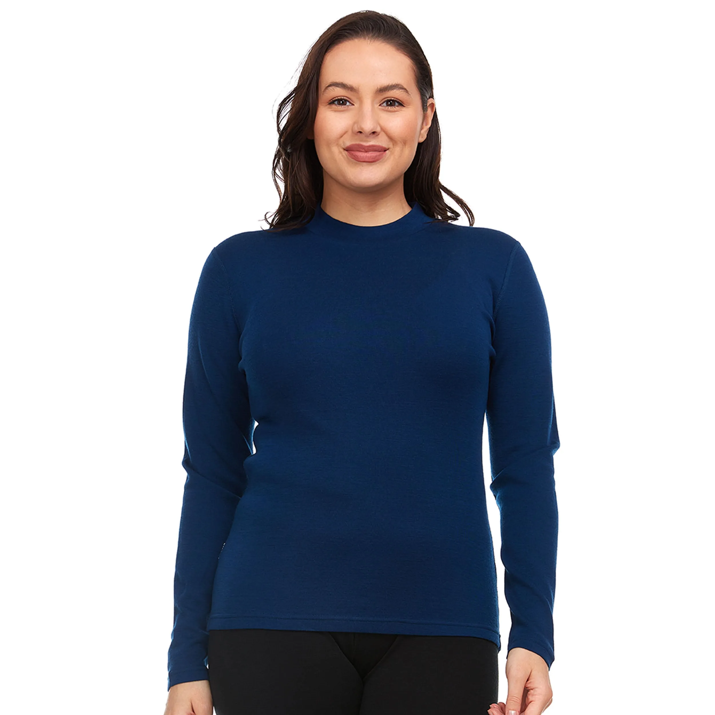 Midweight - Women's Long Sleeve Mock Neck 100% Merino Wool