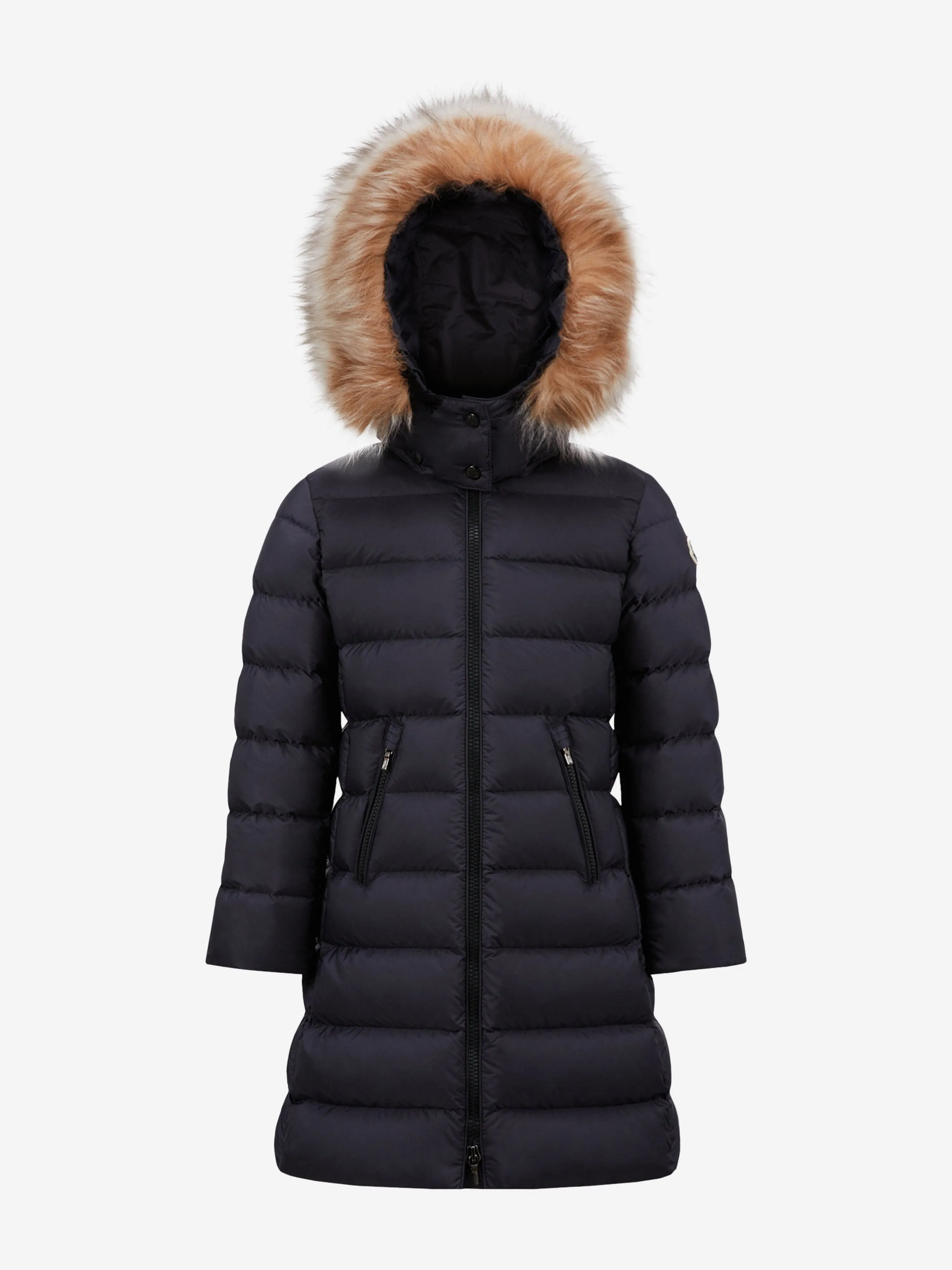 Moncler Enfant Girls Down Padded Abelle Long Coat in Navy